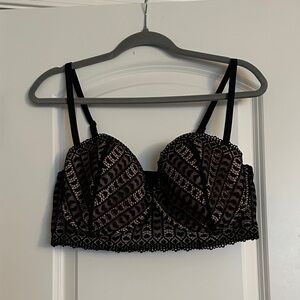 Adore Me Black and Pink Lace Bra